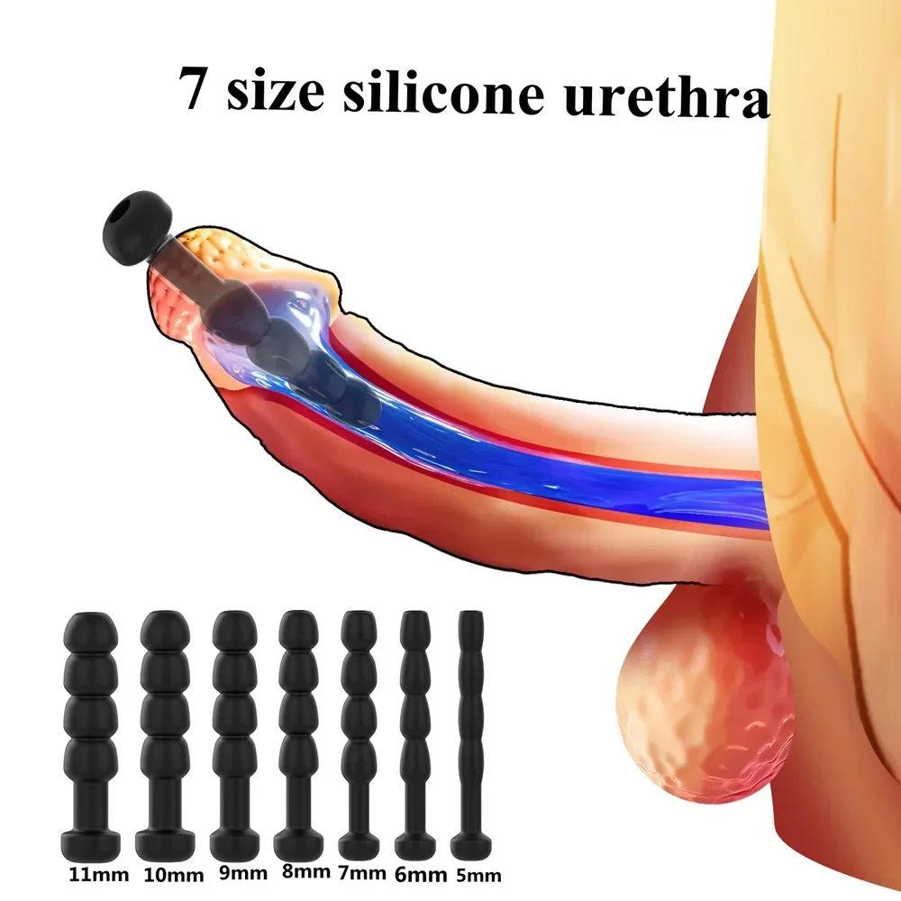 7-size Hollow Horse Eye Stick Silicone catheter Urethral dilator Penile stimulation Prostate massage Male masturbation Sex toys