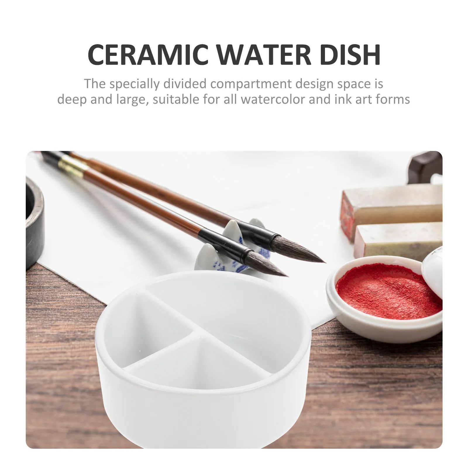 세라믹 펜 워시 잉크 접시 대용량 견고한 파손 방지 서예 그림 트레이 경량 휴대용 서예