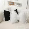 Pink Bow-shaped Pillow Ruffle Lace Decor Plush PP Cotton Filling Pillow Bed Couch Sofa Support Pillow Car Seat Companion Pillows 3