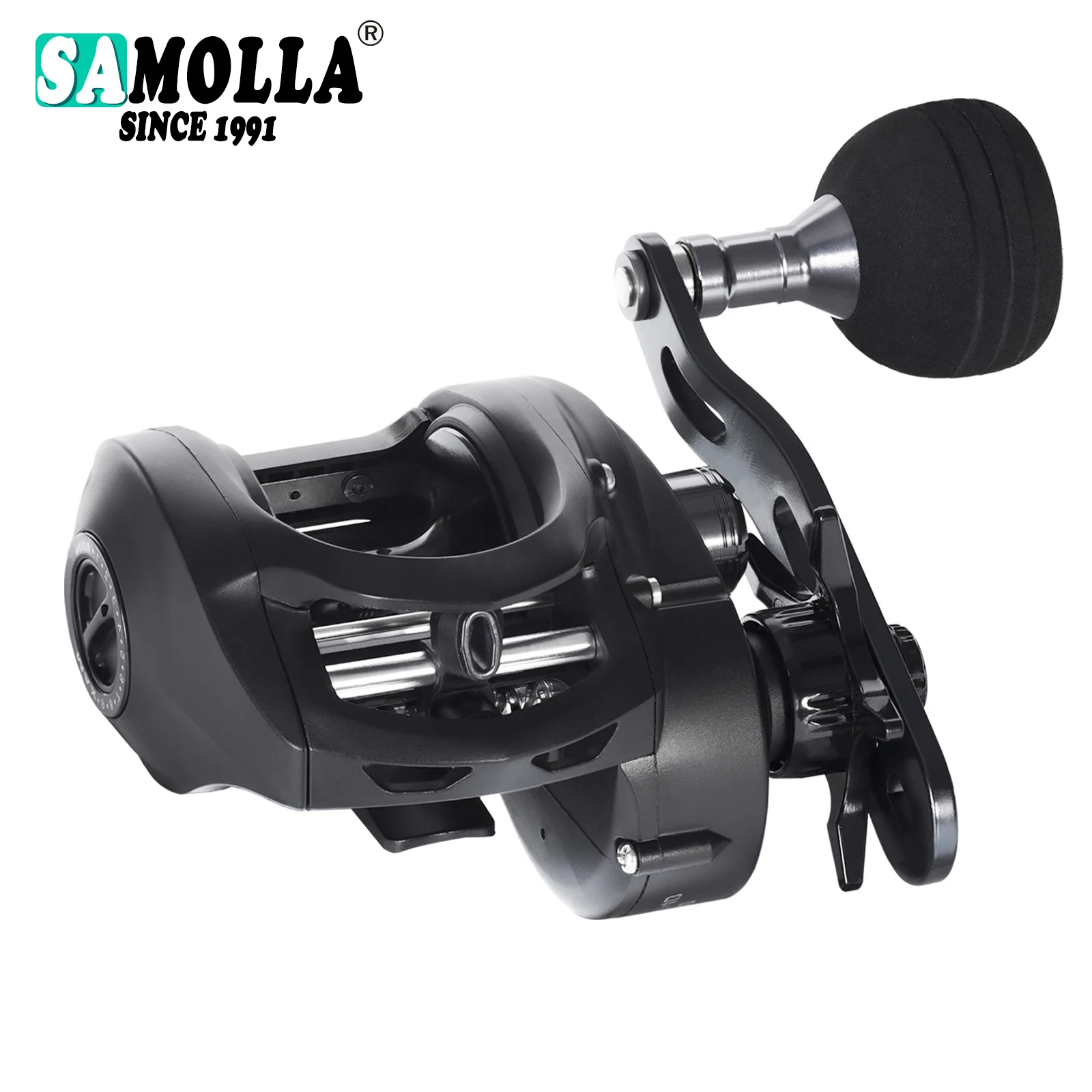 SAMOLLA Widen Body Baitcasting-Rolle Max Grag 12 kg 6,3:1 Messinggetriebe Salzwasserwelsangeln Trolling Schütteln Langsam Rad Meerwasser