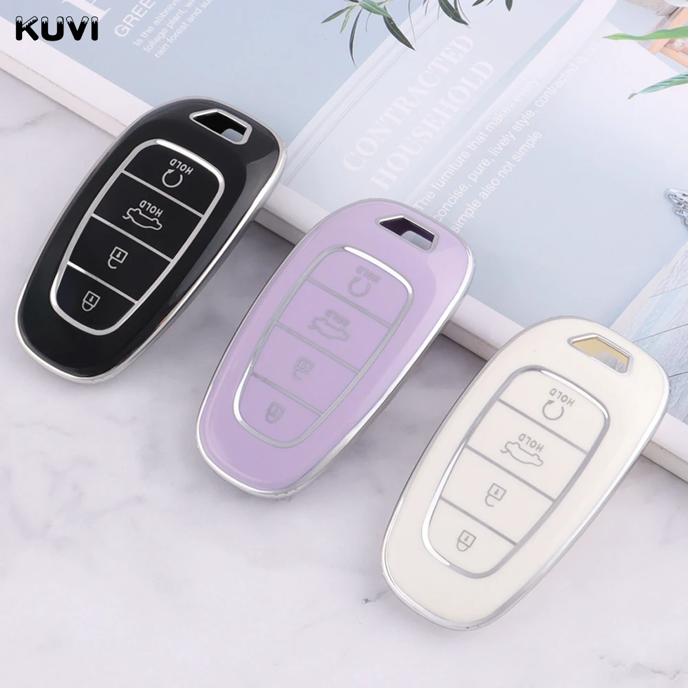 Key Case Key Case Cover TPU For Hyundai Tucson Solaris Sonata Hybrid NEXO NX4 Santafe dn8 4 Buttons Accessories