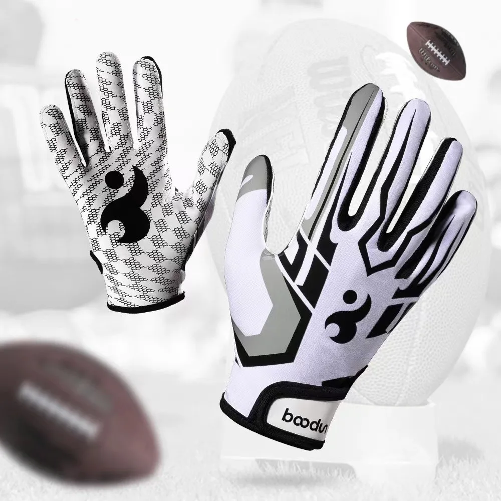 1Pair Rugby Gloves Full Finger Anti Slip Gel Baseball American Football Gloves Outdoor Sport for Men Women Fitness gloves