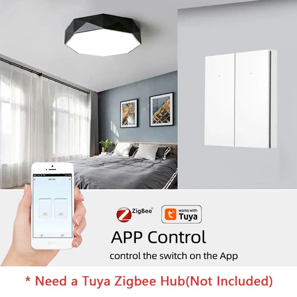 Zigbee Smart Light Switch Push Button with Neutral 1 2 3 Gang White Black Wall I