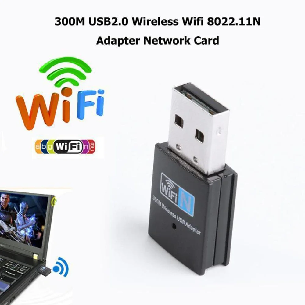 מתאם אלחוטי USB Wifi במהירות 300Mbps 802.11N מקלט WiFi USB 2.0 דונגל כרטיס רשת אלחוטי במהירות 300Mbps עבור מחשב שולחני, מחשב נייד ווינדוס