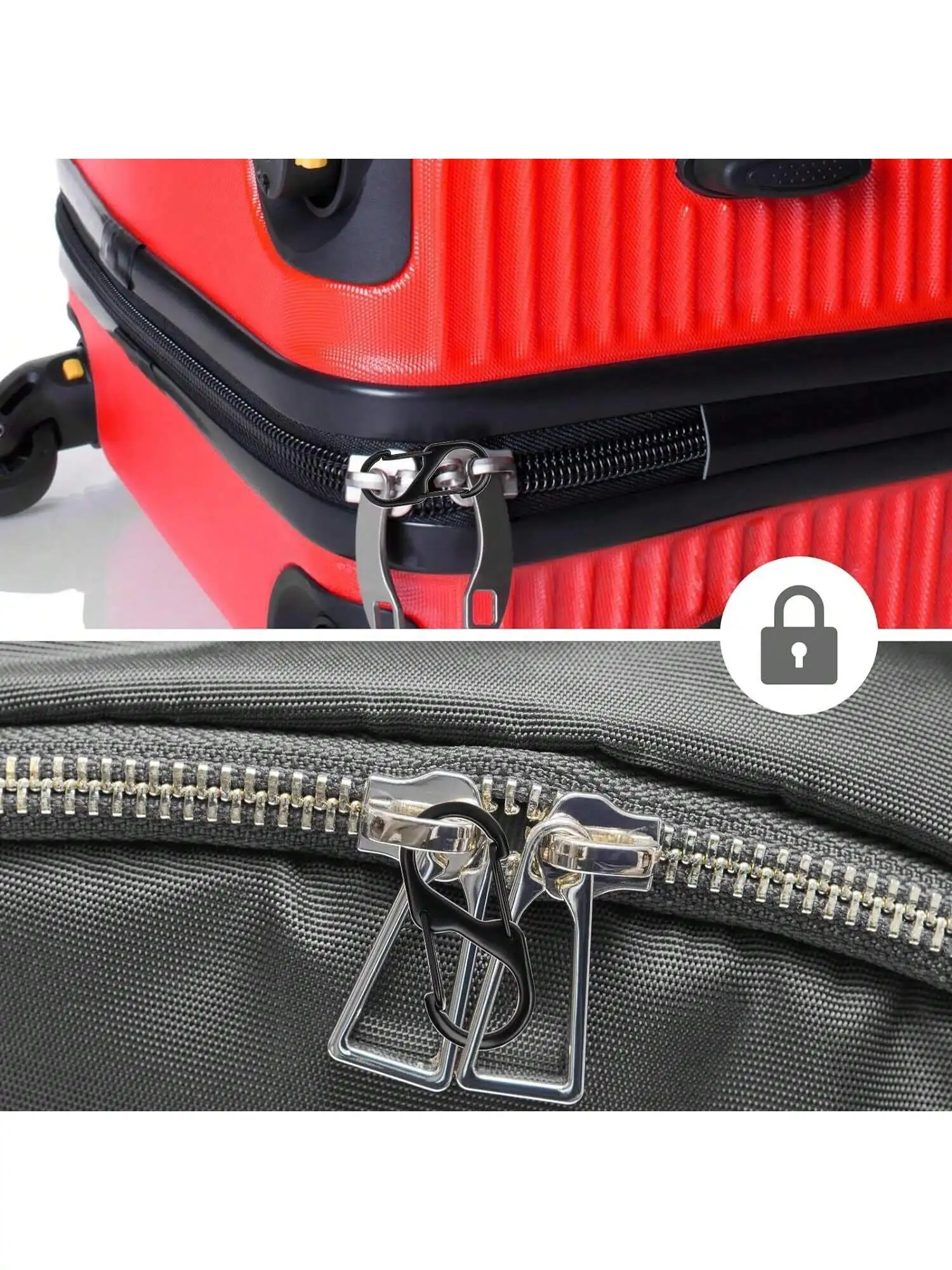 Description Picture 4 of itemZipper clip anti-theft device,backpack zipper lock, dual spring S-hook loop zipper clip anti-theft device (black)