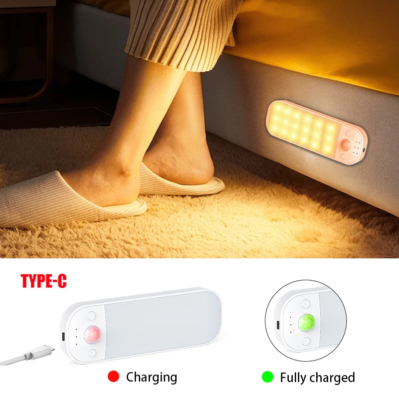 Smart PIR Motion Sensor Night Light LED Wall Lamps USB Rechargeable Ultra-Thin Under Cabinet Light for Wine cabinet Bedroom