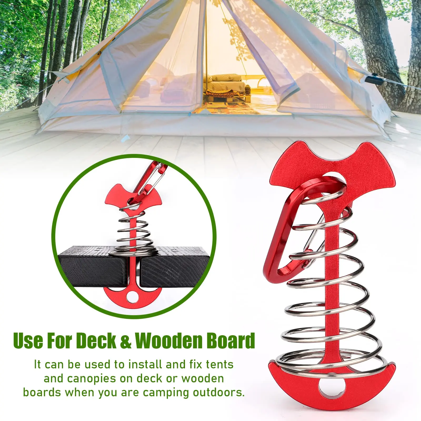 HINGTAI Deckanker Set - 2x Fischgrätenanker Mit Karabinern Für Terrasse & Garten