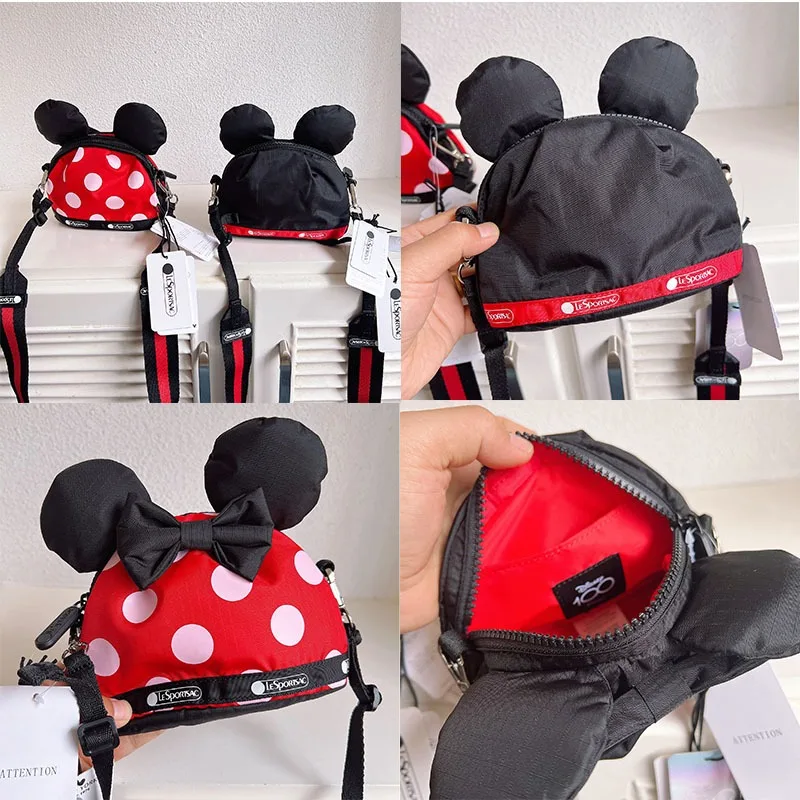 

Lesportsac мультфильм Co фирменный на одно плечо с бантом для девушек Милая ручная сумка через плечо женская тканевая сумка подарок на день рождения и День святого Валентина