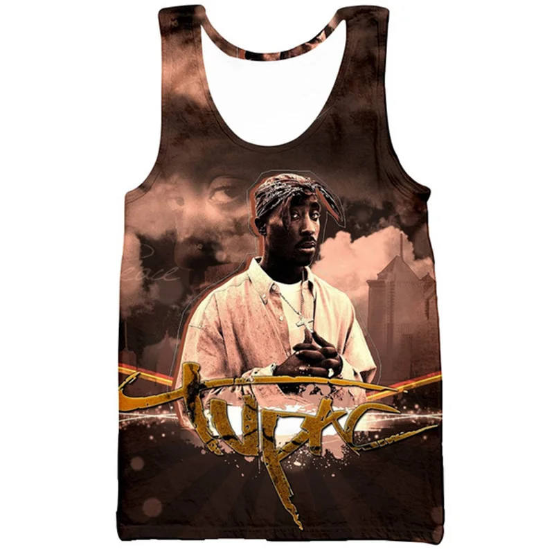 Drake 2PAC Kids Mens Summer Sleeveless Rapper Series Hip-Hop 3D