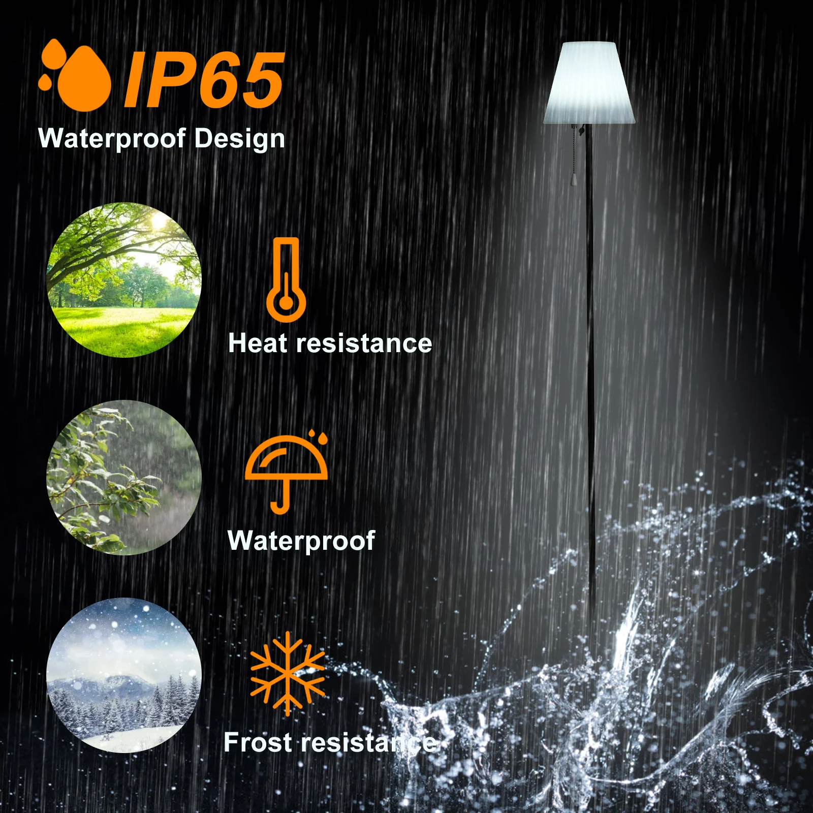 RGBW LED Floor Lamp Outdoor Solar Lamp Colorful Desk Light with Remote Controller Pull Chain Switch Bedside Lamp Reading Lamp 2