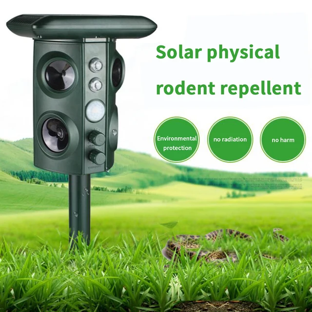Pest Repeller Napenergia -Állati Visszatelepítő Sonic Ground Rat Control Kültéri Kerti Biztonsági Kellékek