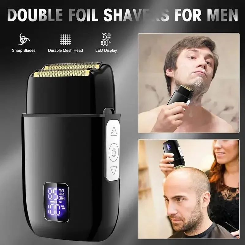 Electric Razor & Hair Clippers Kit, 1 Set LCD Display Hair Trimmer And Shaver, Foil Shaver Barber Clipper For Men