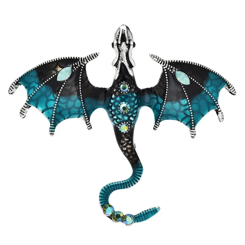 Animal brooch 6-color Rhinestone Enamel Dragon for women men