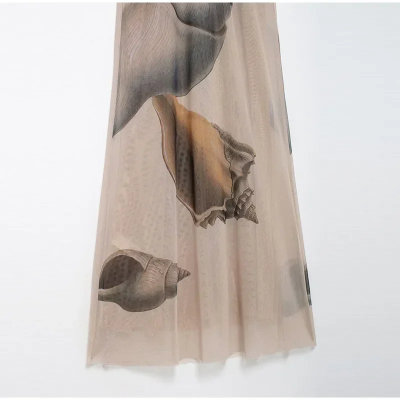 Vestidos largos de tul con espalda descubierta y estampados para mujer, vestidos de fiesta sin mangas con cuello halter y cordones, moda 2025, batas ajustadas para vacaciones en la playa.