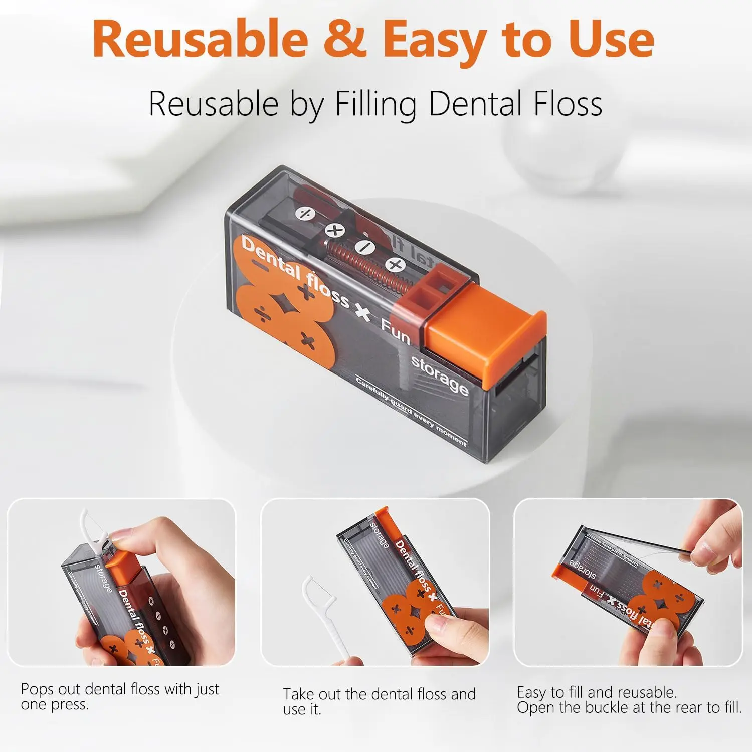 Portable Floss Dispenser Includes 10Pcs Floss Automatic Ejectable Organiser Oral Care Press-on Disposable Flossing Sticks dental floss stick dental floss dental floss sticks dental floss dispenser dental cleaning tools
