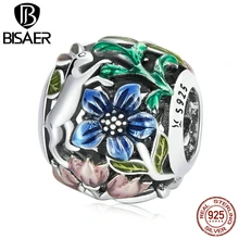 

BISAER Charm 925 Sterling Silver Animals Flowers Jungle Secret Bead Pendant For Women DIY Bracelets Fine Jewelry ECC2208