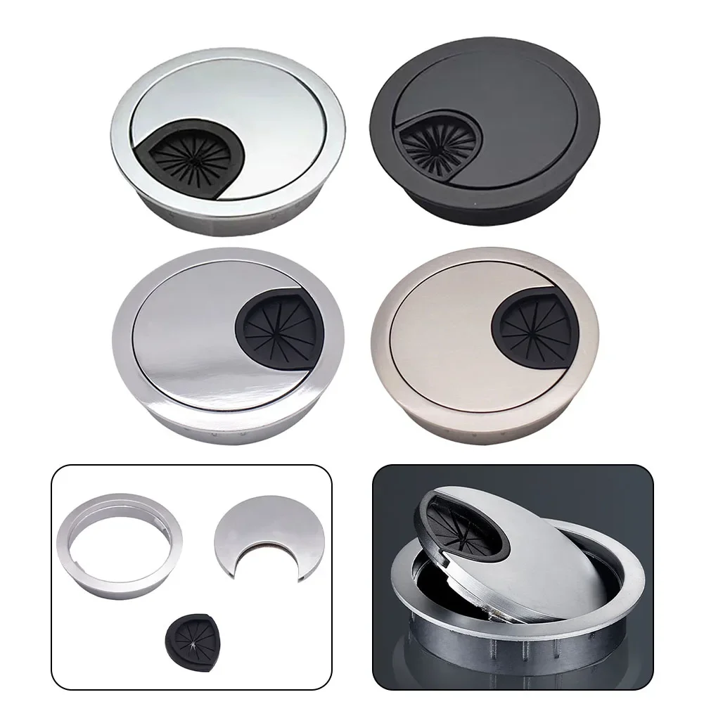 Desk Cord Grommet Wire Hole Cover Line Outlet Port Threading Box Cable Passing Box Office Table Cable Organizer 50/60/80MM