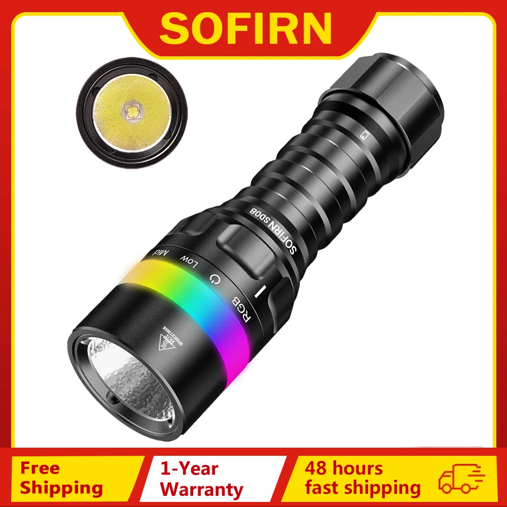 Sofirn SD08 3200lm Range 385m Diving Flashlight Powerful Rechargeable ...