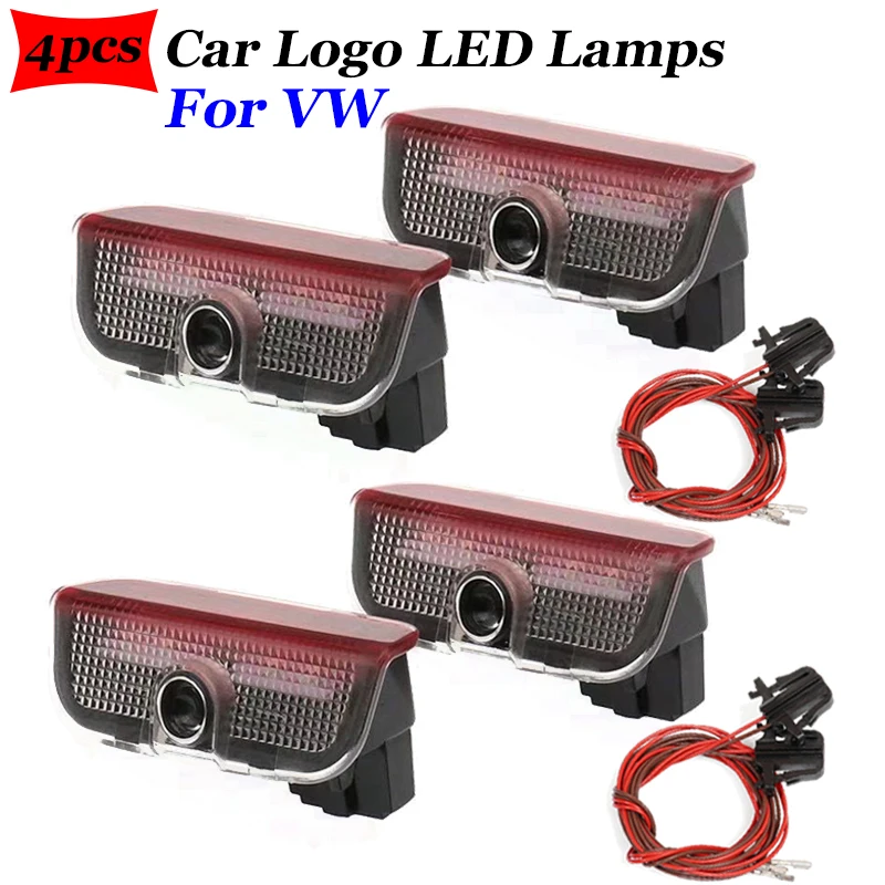 Светодиодные дверные приветственные огни 4 шт. подсветка для Volkswagen Golf Passat CC T-ROC