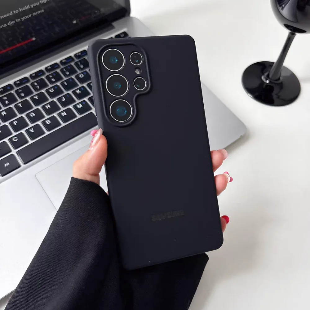 Premium Liquid Silicone Case with Full Camera Protector and Original Logo - Includes Box