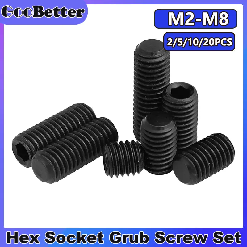 

Hex Hexagon Socket Set Screw M2 M2.5 M3 M4 M5 M6 M8 Carbon Steel Grub Screws Grade 12.9 Black Allen Cup Point Screw Set Bolt vis