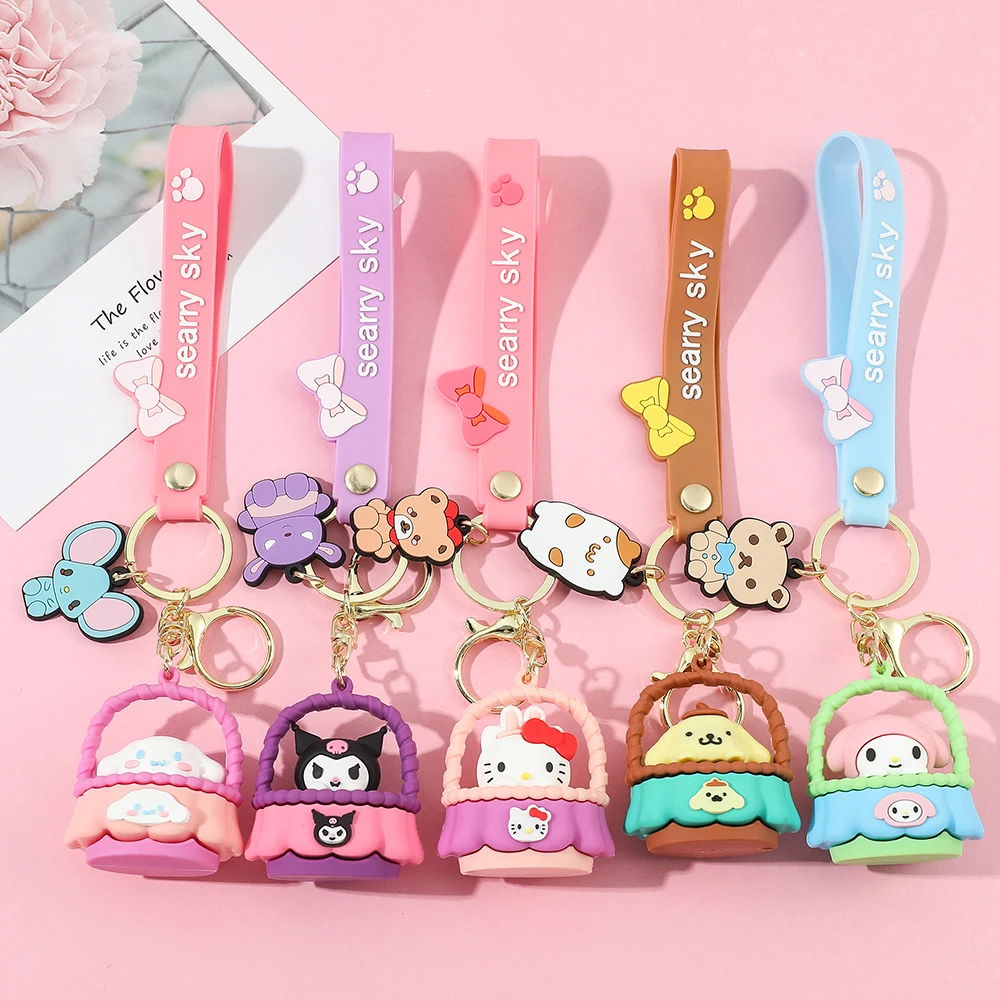 

Kawaii Sanrio Keychain Cute Cartoon Kuromi Hello Kitty Cinnamoroll Car Key Ring Pendant Schoolbag Decoration Gifts for Friends
