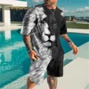 Oversized Men's Trend Casual Tracksuits 2024 3D Digital Print T-shirt Shorts Set 2 Piece Outfit New Summer European Jerseys 5