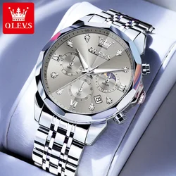 OLEVS Luminous Chronograph Men's Waterproof Quartz Watch - Auto Date, Business Sport Design (Multicolor)