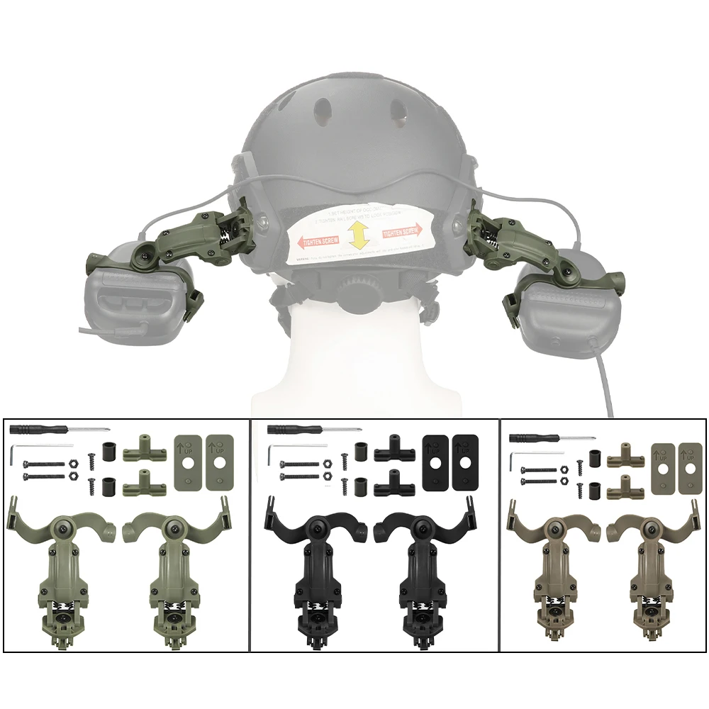 Shooting Headset Bracket Kit Multi-angle Rotation Helmet Rail Adapter Fit OPS Core ARC and Team Wendy M-LOK Rail Headphone Mount Tactical Headset Bracket Tactical Helmet Accessories Tactical Helmet Adapter