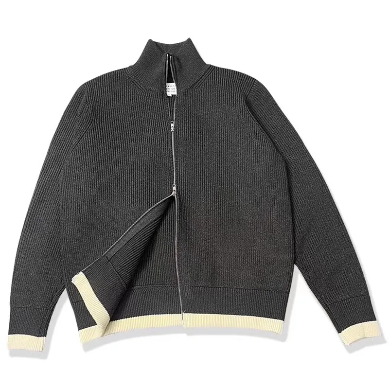 

High Quality Men Sweater Zippers Jersry Turtleneck Sweater Women Cardigans England Knited Jackets Fashion Winter Man Cardigan