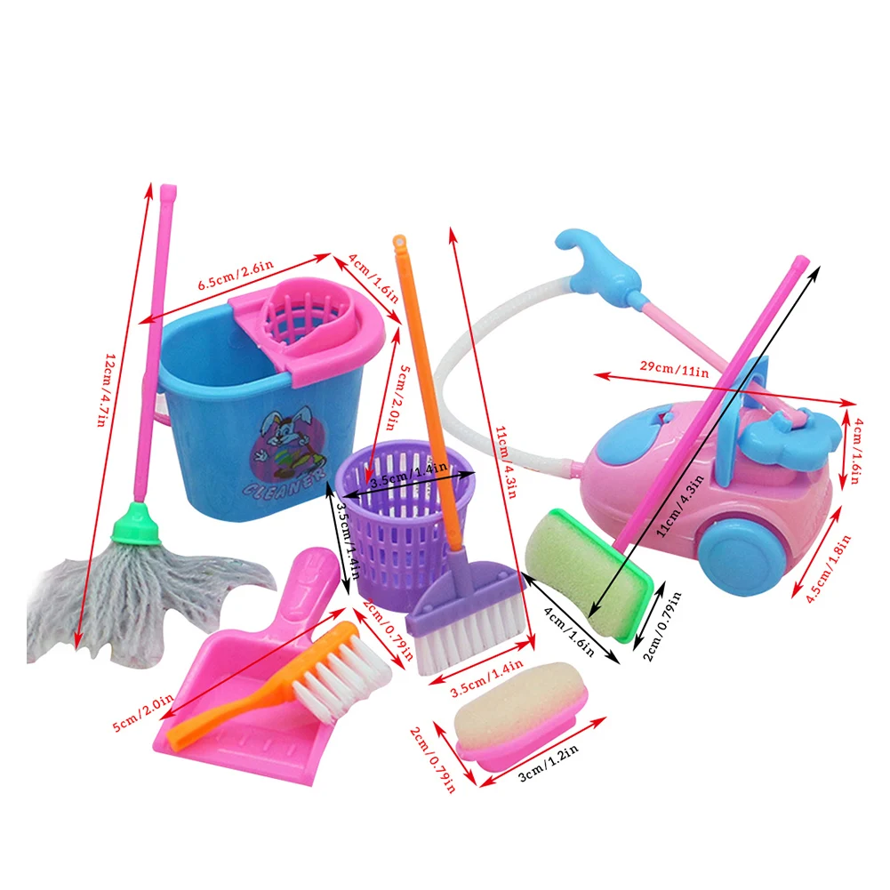 9pcs Housekeeping Tools Educational Toys Kitchen Home Cleaning Tools Home Decoration House Cleaner Toys for Boys Girls