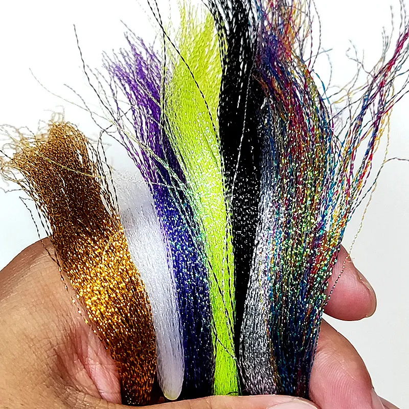 7 Beutel Rotierender heller fluoreszierender Kristall Flashabou Krystal Lametta Flash Fliegenbinden Spitzenmaterial Salzwasser-Jig-Bindegeräte
