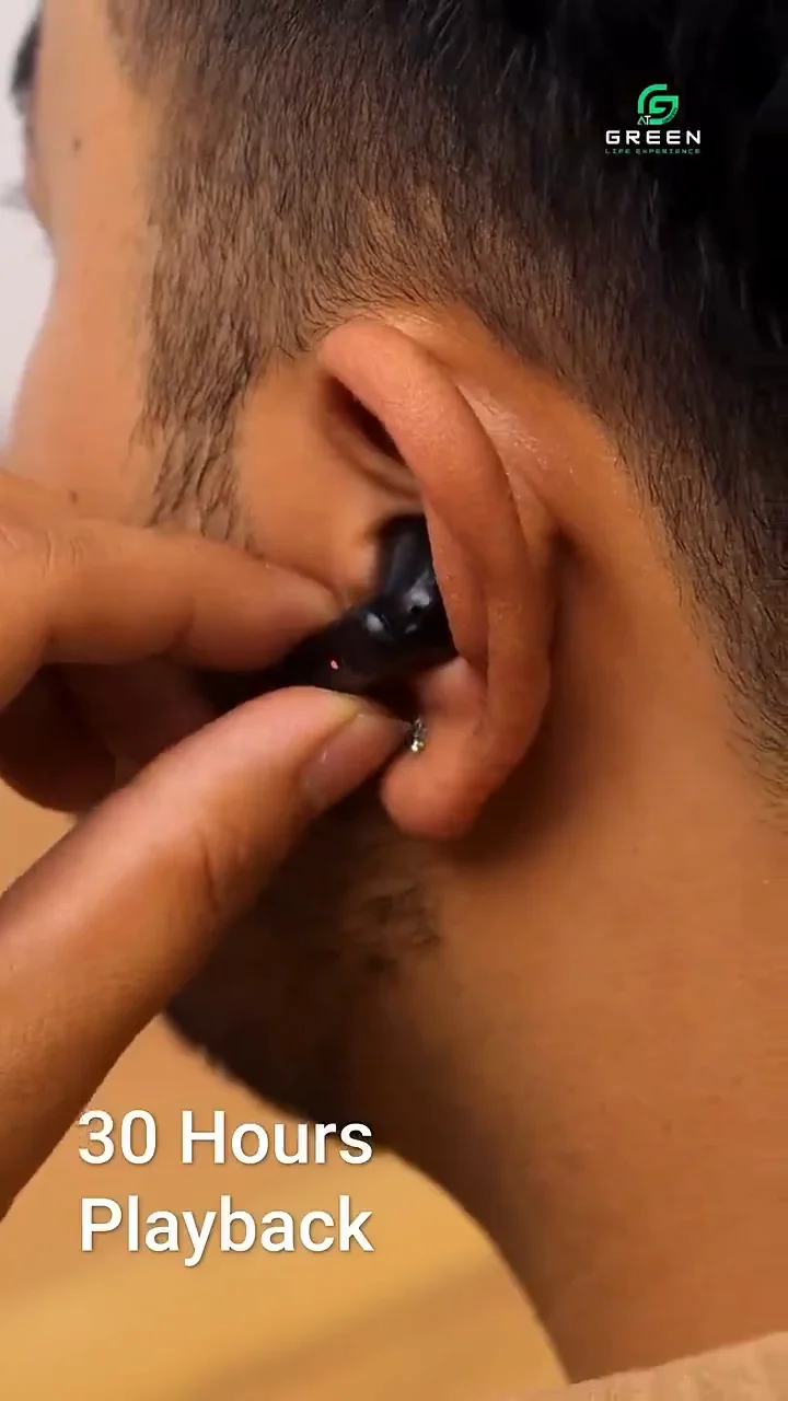 Green Airbeat-520 Dual Mic ENC Earbuds | Modern  Sleek Design With Textured Lines For Premium Feel | 30 Hours Of Playtime | IPX4 Rated |  Dual Mic | 6 Hours Of Single Playtime | 13mm Driver | Type-c Charging | Wireless Version 5.4 | 6 Months Warranty