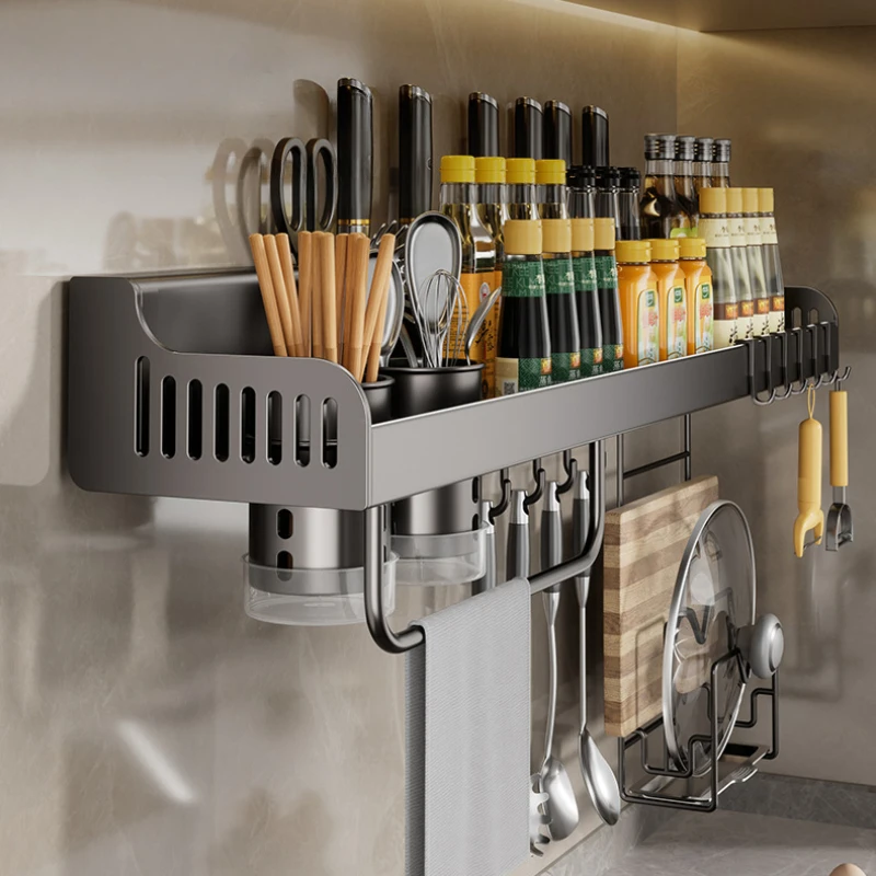 

Kitchen Organizer Shelves Wall-mounted Household Spice Knife Rack Hanging Rack Chopsticks Spoons Cutlery Storage Racks