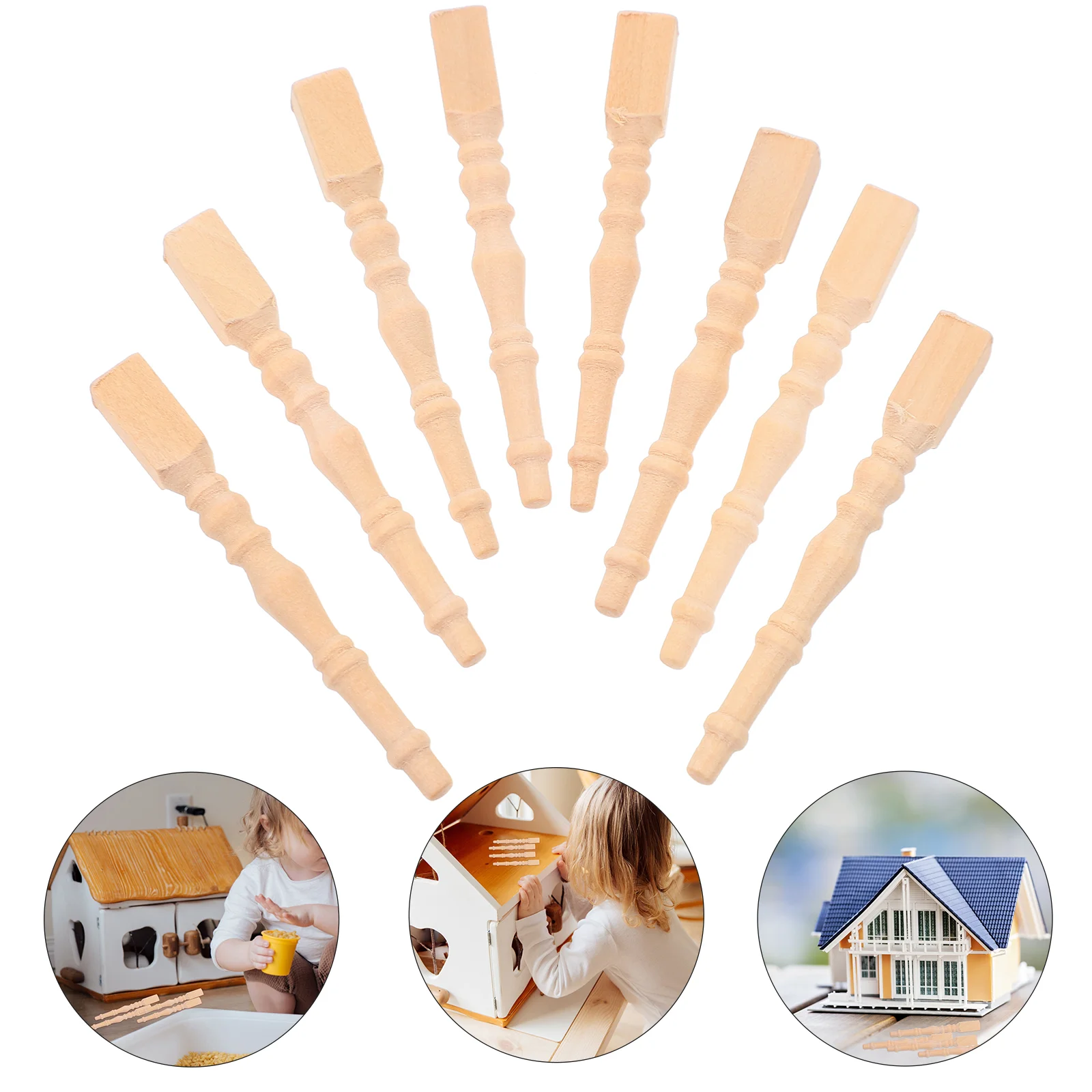 

6 Pcs Mini Table Legs Accessories Ornament Adornments Wooden Dollhouse Miniature Bases Computer Model Kids Toys