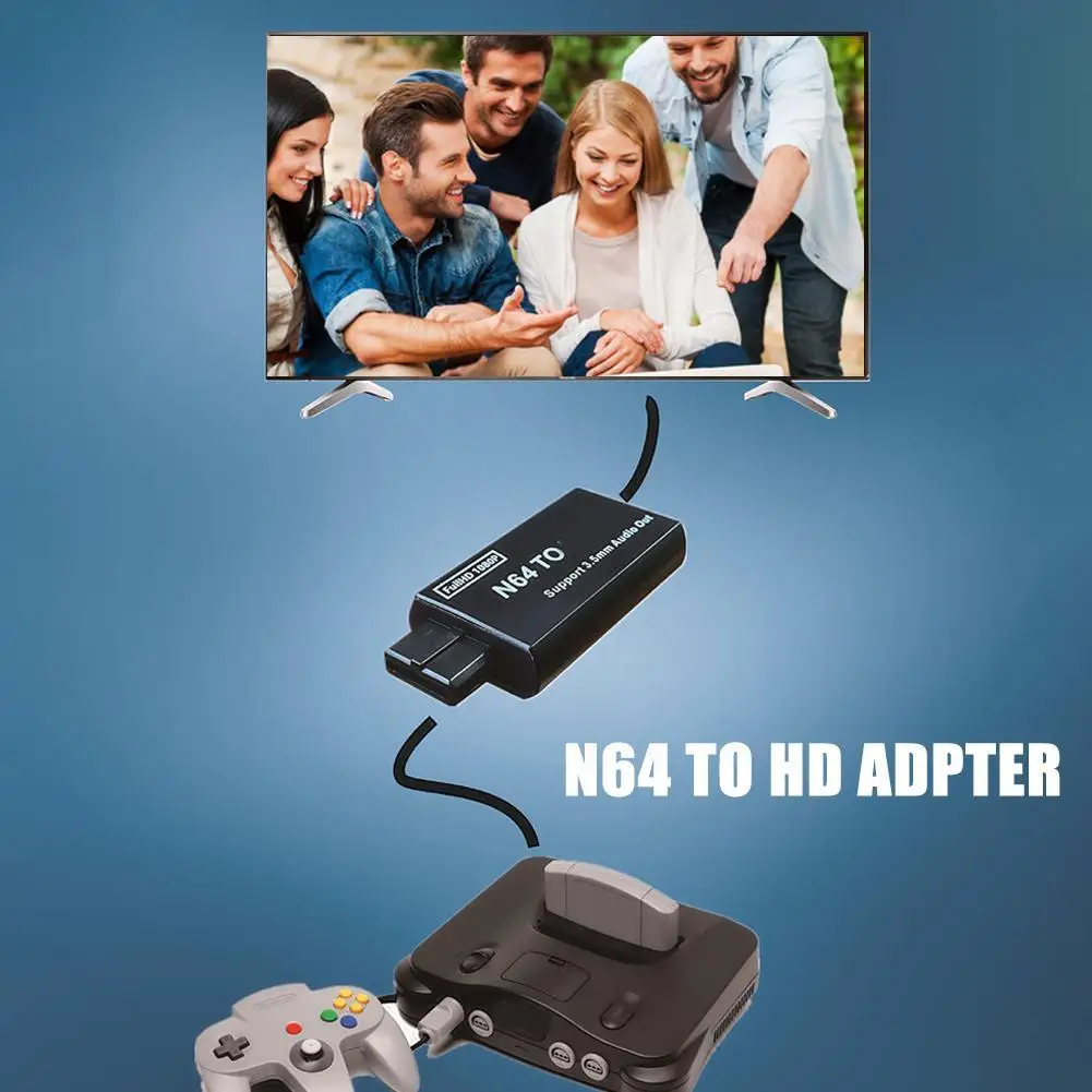 N64 to HDMI 호환 컨버터, HD1080P 게임 콘솔 비디오 변환, 전송 TV 어댑터 프로젝터 및 플러그 플레이