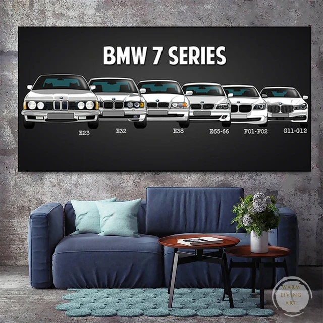 Car Poster Bmw M3 M5 White Sport Car Series Canvas Paintings Print Wall Art  Pictures for