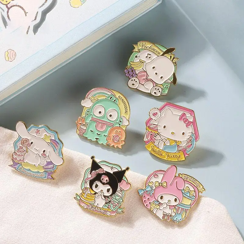 

HelloKitty Kuromi Mymelody Cinnamoroll insignia kawaii Sanrio anime Bag Decoration Dress JK Brooch cute metals accessory gift