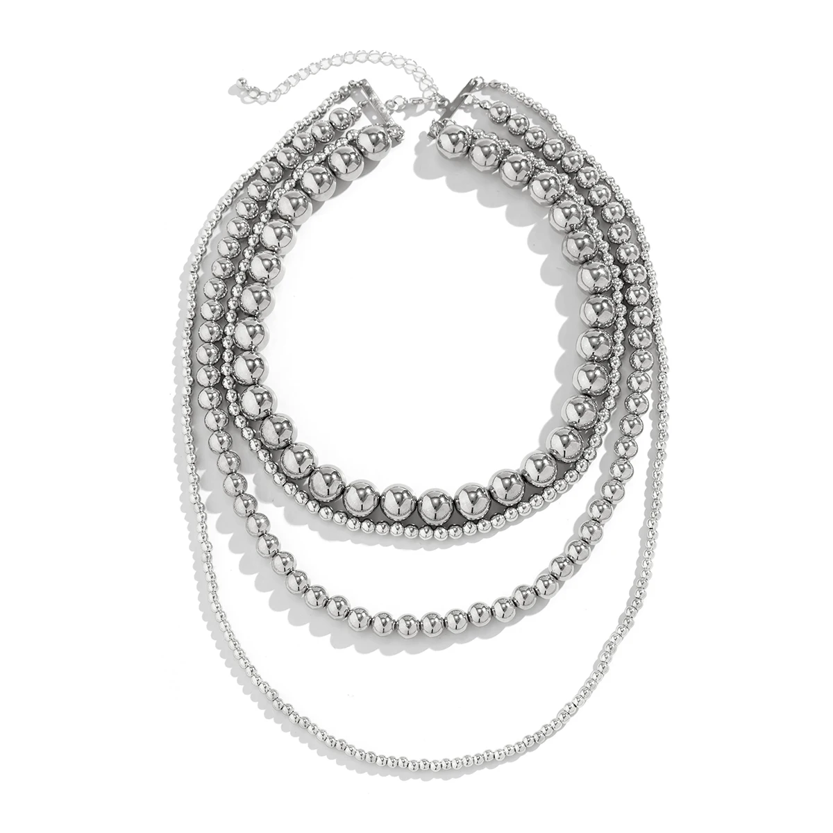 Exaggerated Multilayer Silver Color Big Beads Necklace for Women Luxury Punk Acrylic CCB Long Chokers Wedding Party Neck Jewelry