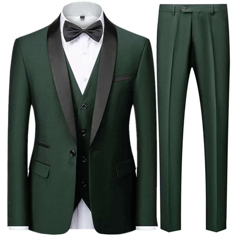Suit Coat Pants Vest 3 Pcs Set / Fashion Men's Casual Boutique Business Wedding Groom Dress Blazers Jacket Trousers mens suit