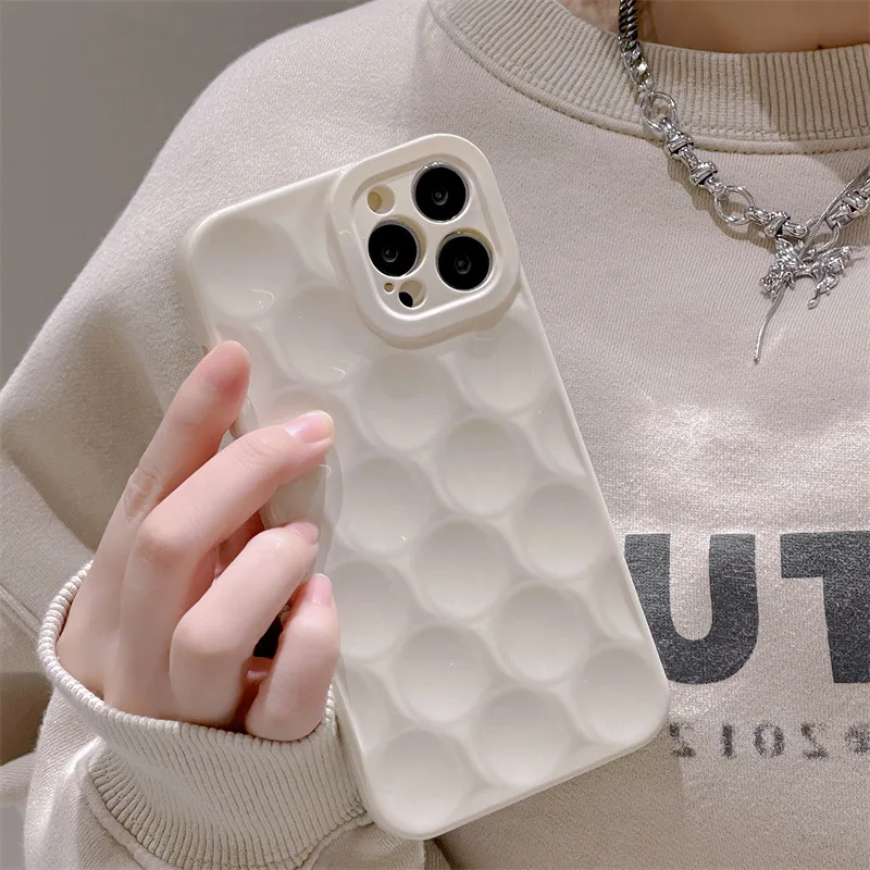 For Iphone 14Promax 2023 New Ins Net Red Simple White 3D Mobile Phone Soft Case 14Pro 13Promax 12Mini 11 Xsmax XR X Xs