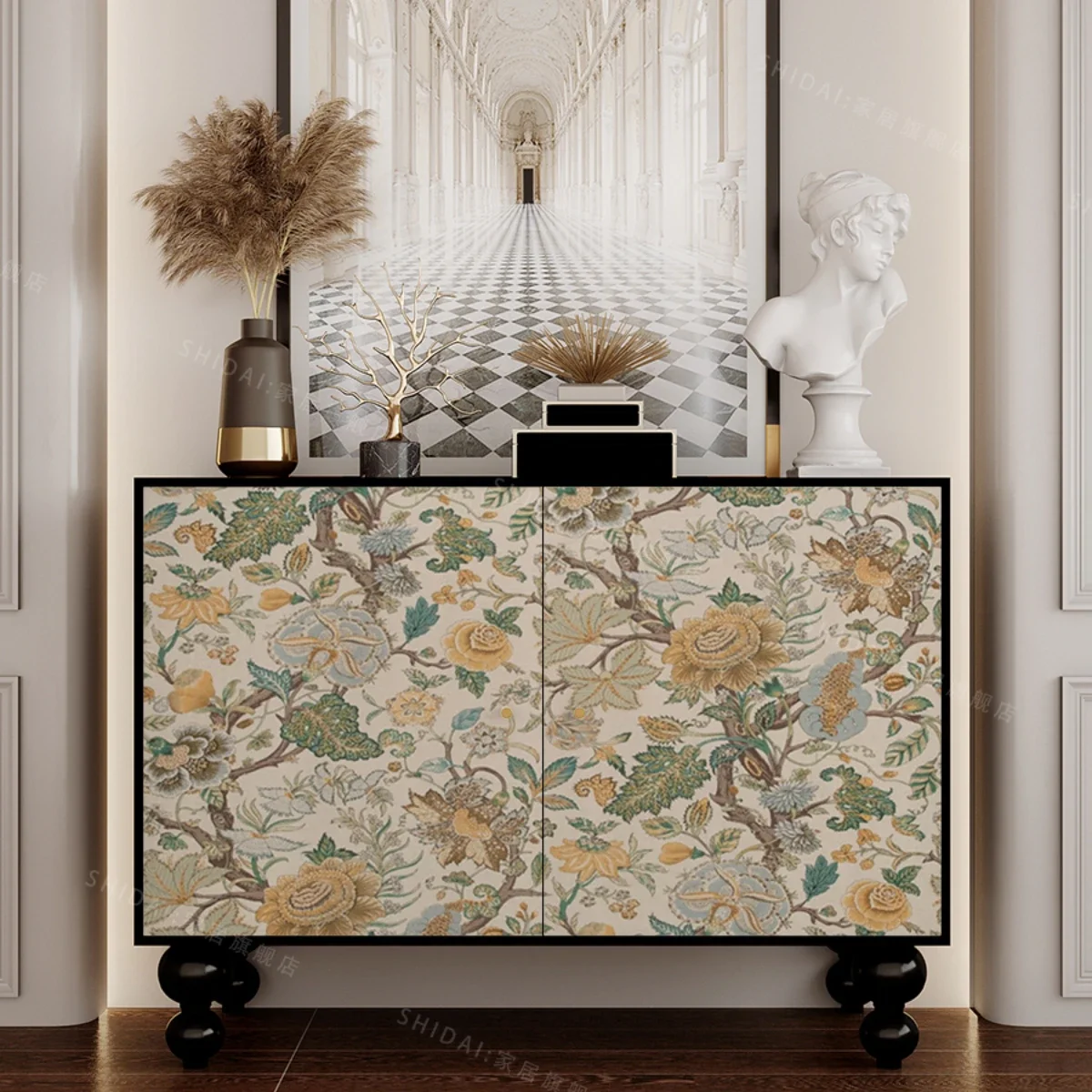 

American Retro Entrance Cabinet Living Room and Kitchen Storage Sideboard Cabinet Bedroom