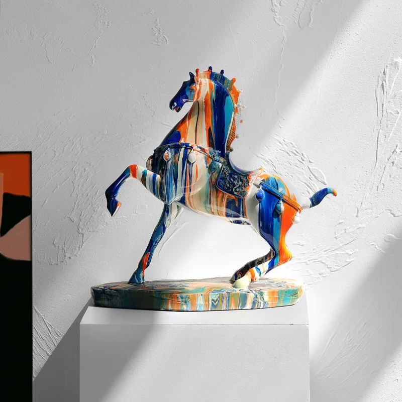 Xadrez criativo decoração de casa resina animal cavalo estátua desktop  decoração luxo sala estar decoração acessórios