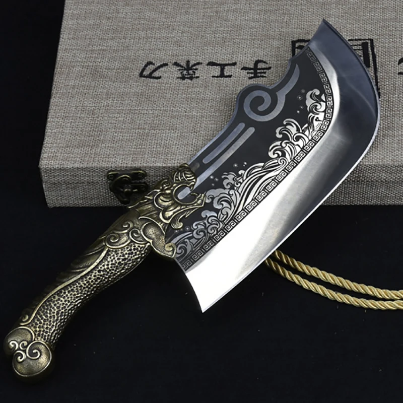 

Longquan Kitchen Knife Copper Handle Spray Veins Handmade Forged 9 Inch Beautiful Knife With Patterns Cooking Tools China Messer