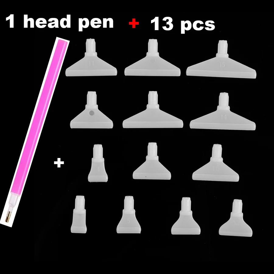 1 pen and 13Pcs 3-15 heads DIY 5D Diamond Painting Point Drill Pen Embroidery Crafts Diamond Mosaic Pen Cross Stitch Accessories diamond painting diamond painting accessories diamond art painting kit diamond painting pen diamond painting set