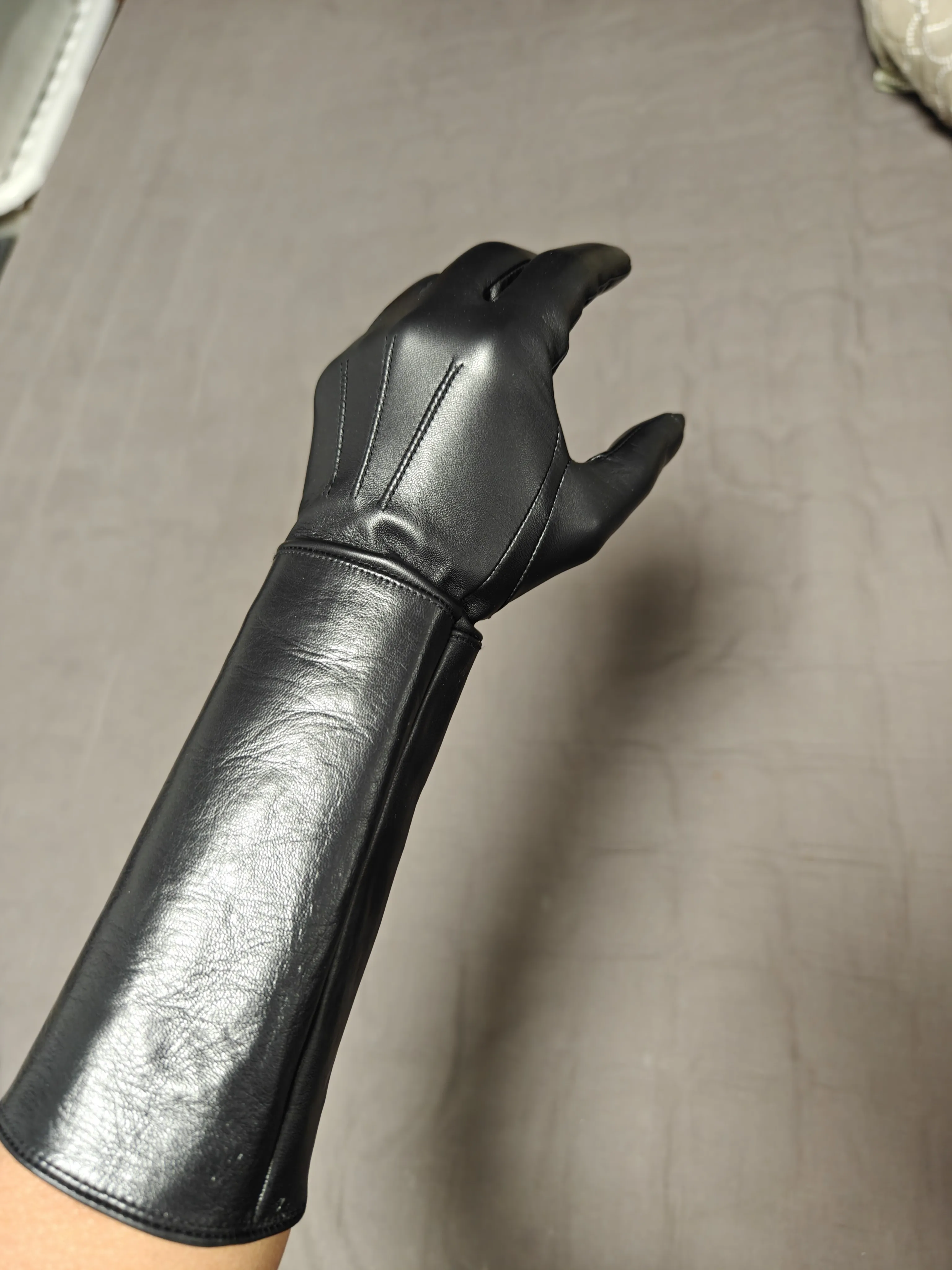 Men's Luxury Long Leather Gloves Unlined Soft Thin Fitted Gloves for Elegant Fashion