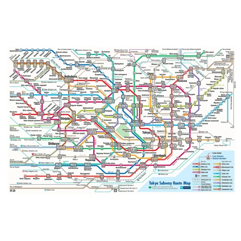 Cartel de la estación de tren JR Yamanote de Tokio, mapa del metro de Seúl, carteles e impresiones, pintura en lienzo, arte de pared, imagen para la decoración del hogar de la habitación