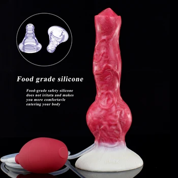 Ejaculation Dog Dildo with Sucker Animal Big Knot Penis Anal Plug Sex Toys for Couple Silicone Squirting Penis Adult Products 4