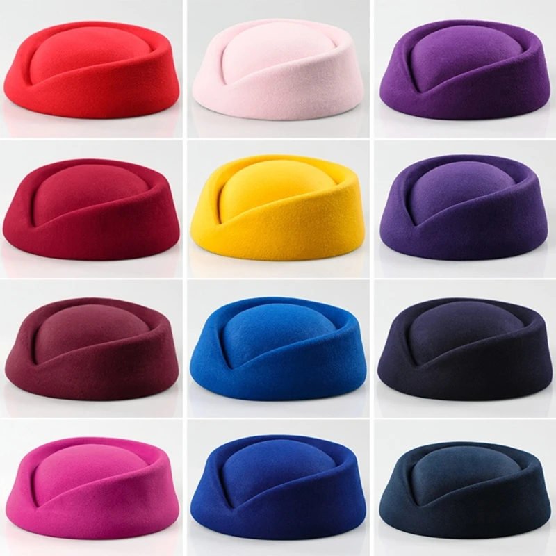 Fashion Hat Beret Hat Caps Airline Stewardess Flight Attendant Vintage Looking Hat Uniform Stewardess Pillbox Teardrop