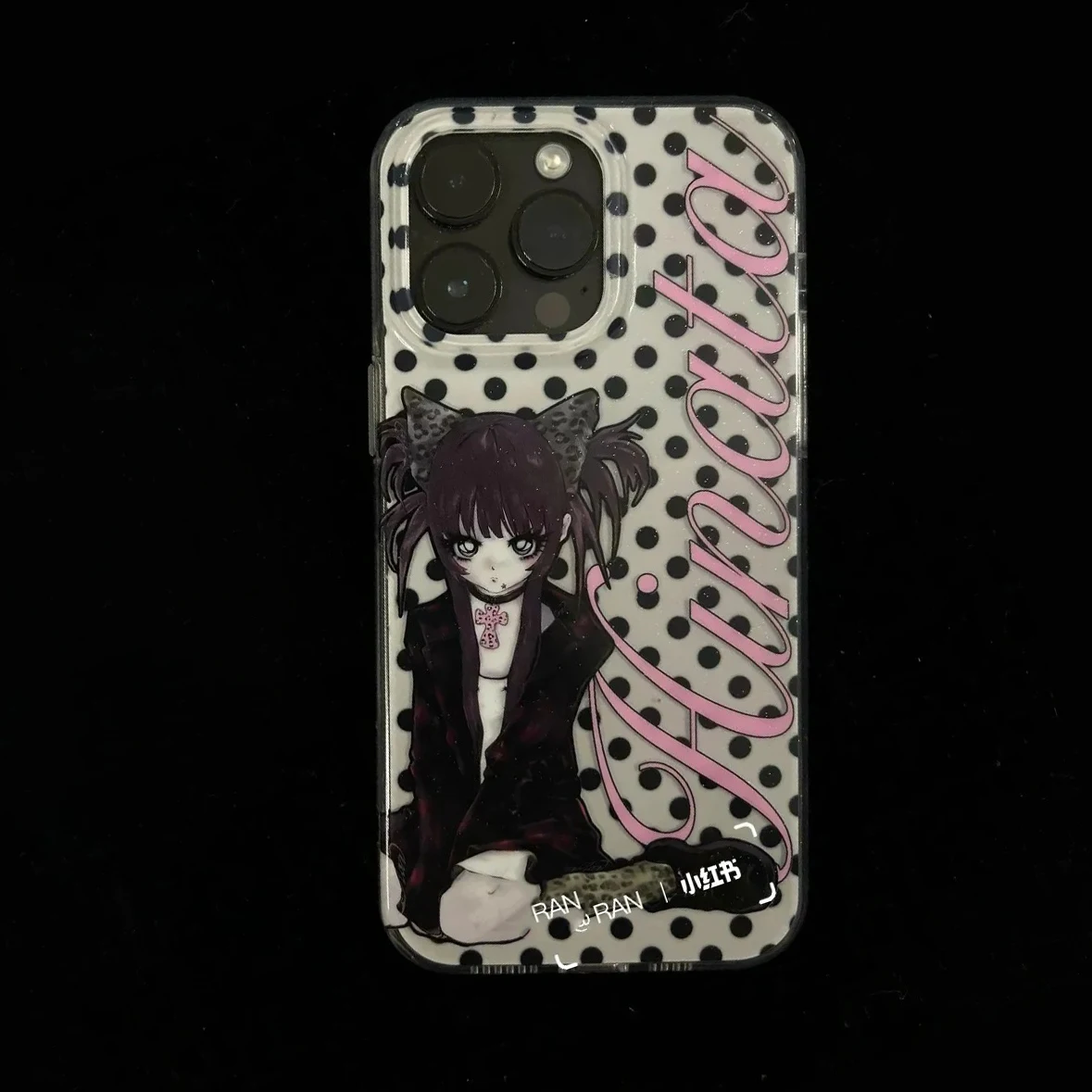 Chic Black Polka Dot Y2K-Inspired Phone Case